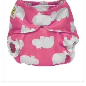6/$10-Charming Pink Hippo Diaper Cover